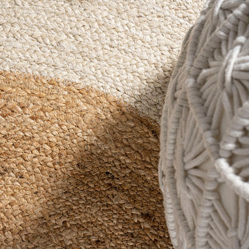 Oceana Two-tone Boho Jute Circle Area Rug